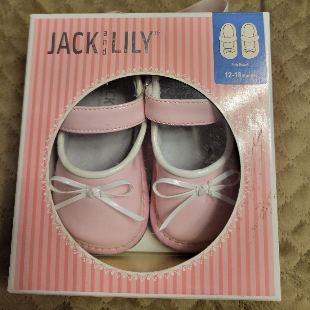 Jack & Lily Pink and white shoes size 12m‎ 18m slip on soft soles learn to walk